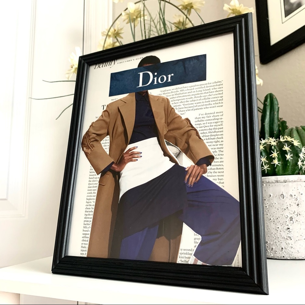 Christian Dior Editorial Wall Art Neutral Coat Blue Fashion Chic Decor